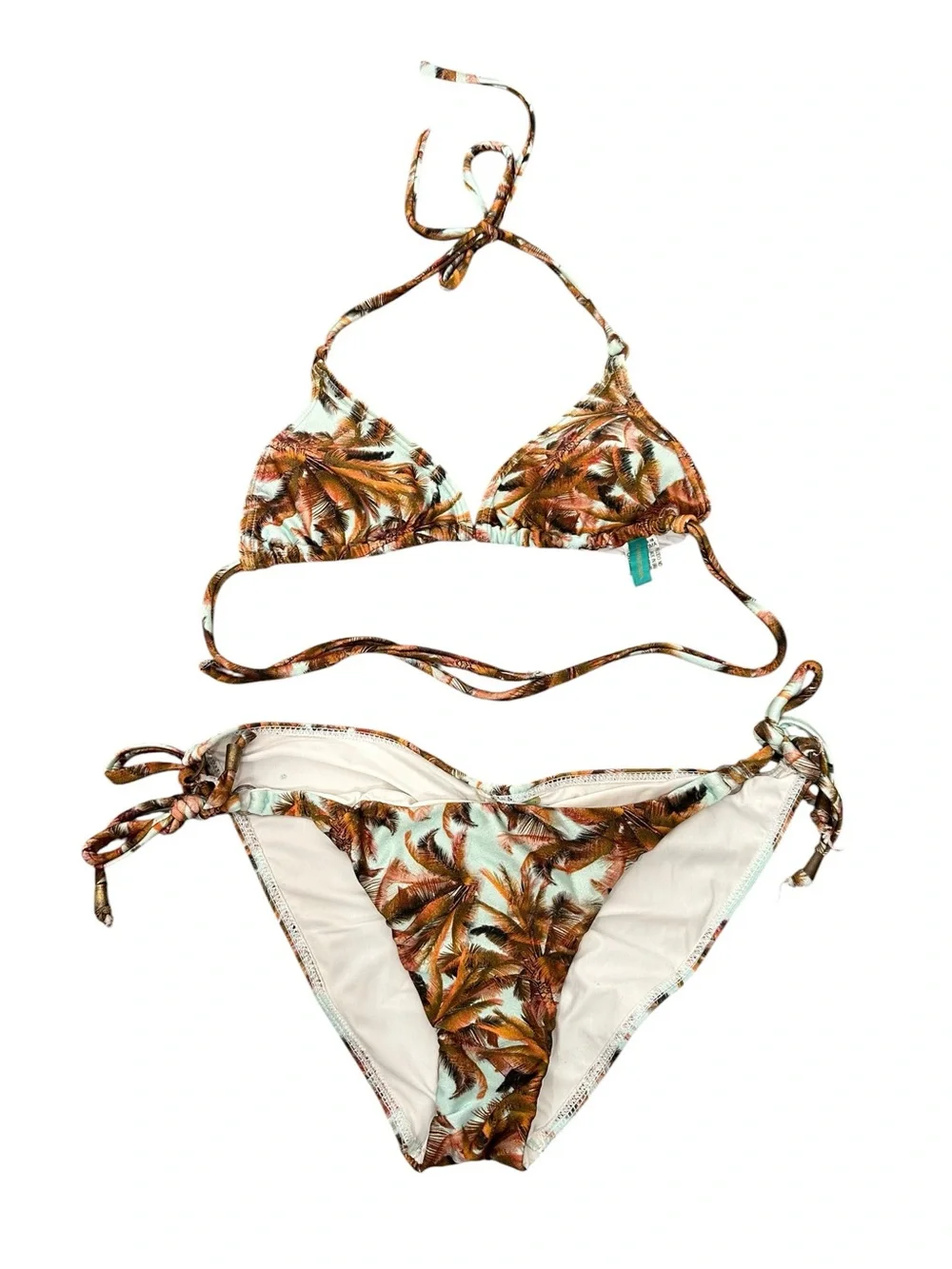 CIA MARITIMA Triangle Tie-Side Palm Print Bikini Set. Hawaii. Vacation. Beach M